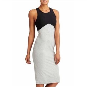 Athleta color block black grey stretch sporty midi dress